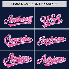 Navy Pink Star Ribbing Authentic Baseball Jersey 3
