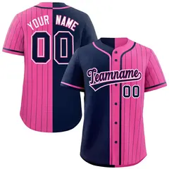 Navy Pink Stripe-Solid Combo Authentic Baseball Jersey