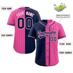 Navy Pink Stripe-Solid Combo Authentic Baseball Jersey 2