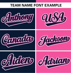 Navy Pink Stripe-Solid Combo Authentic Baseball Jersey 3