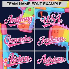 Navy Pink Sugar-Coated Firepower Graffiti Baseball Jersey 5
