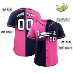 Navy Pink Symmetrical Gradient Authentic Baseball Jersey 2