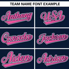 Navy Pink Thick Stripe Authentic Baseball Jersey 3