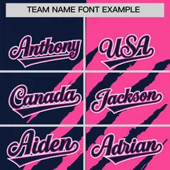 Navy Pink Tiger Claw Scratch Split Baseball Jersey 3