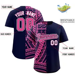 Navy Pink Tribal Split Baseball Jersey 2