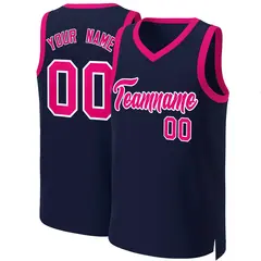 Navy Pink-White Classic Basketball Jersey