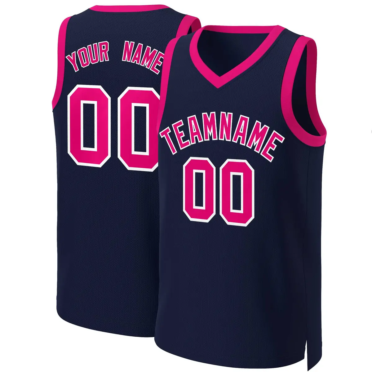 Navy Pink-White Classic Basketball Jersey