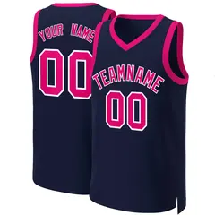 Navy Pink-White Classic Basketball Jersey 1