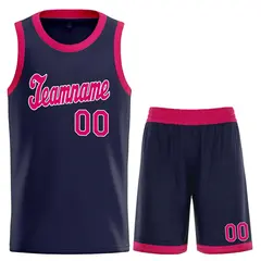 Navy Pink-White Classic Sets Basketball Uniform Jersey