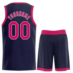Navy Pink-White Classic Sets Basketball Uniform Jersey 2