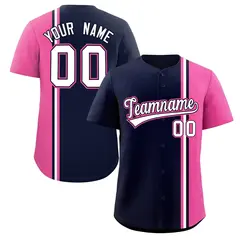 Navy Pink-White Color Block Authentic Baseball Jersey 1