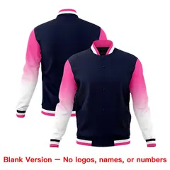 Navy Pink White Gradient Varsity Raglan Letterman Jacket 7