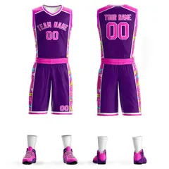 Navy Pink-White Lightning Graffiti Basketball Jersey