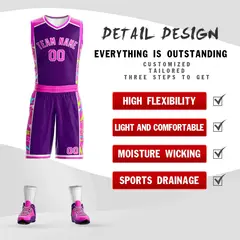 Navy Pink-White Lightning Graffiti Basketball Jersey 2