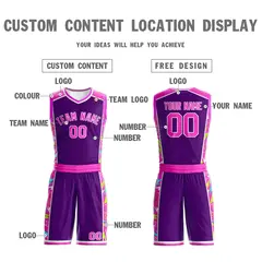 Navy Pink-White Lightning Graffiti Basketball Jersey 3