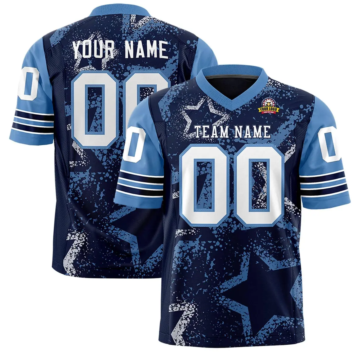 Navy Pink-White Star Pattern Authentic Football Jersey