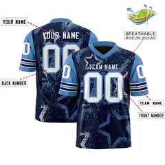 Navy Pink-White Star Pattern Authentic Football Jersey 2