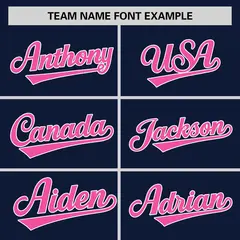 Navy Pink-White Stripe Raglan Two-Button Softball Jersey 3