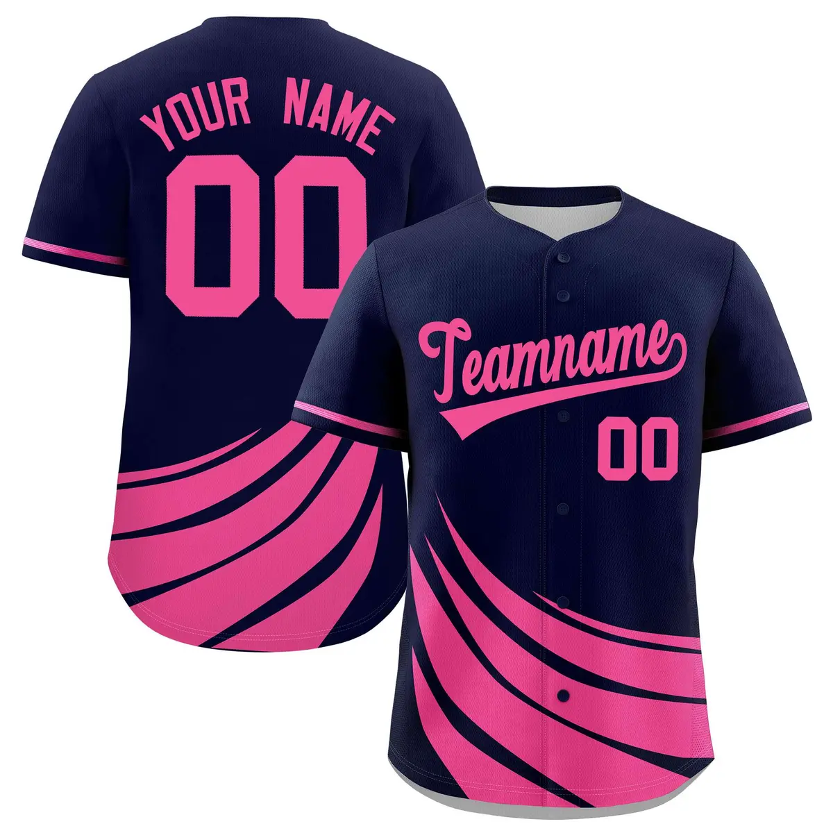 Navy Pink Wind Mark Graffiti Pattern Baseball Jersey