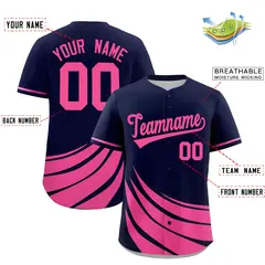 Navy Pink Wind Mark Graffiti Pattern Baseball Jersey 2