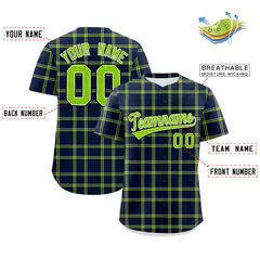 Navy Plaid Authentic Baseball Jersey 2