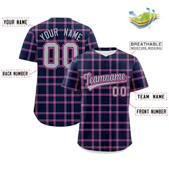 Navy Plaid Authentic Baseball Jersey 2