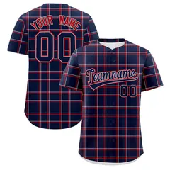 Navy Plaid Authentic Baseball Jersey