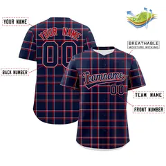 Navy Plaid Authentic Baseball Jersey 2