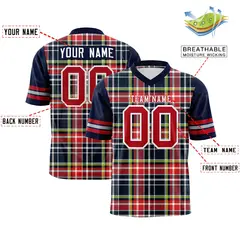 Navy Plaid Pattern Authentic Football Jersey 2