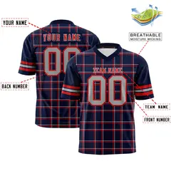 Navy Plaid Pattern Authentic Football Jersey 2