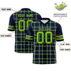 Navy Plaid Pattern Authentic Football Jersey 2