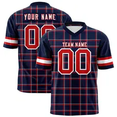 Navy Plaid Pattern Authentic Football Jersey