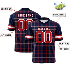 Navy Plaid Pattern Authentic Football Jersey 2