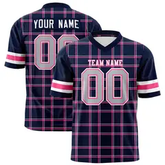 Navy Plaid Pattern Authentic Football Jersey 1
