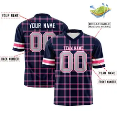 Navy Plaid Pattern Authentic Football Jersey 2
