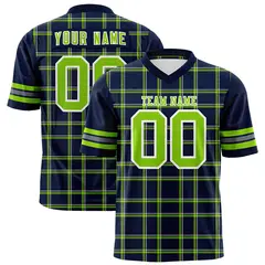 Navy Plaid Pattern Authentic Football Jersey