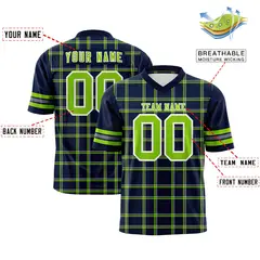 Navy Plaid Pattern Authentic Football Jersey 2