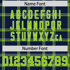Navy Plaid Pattern Authentic Football Jersey 4