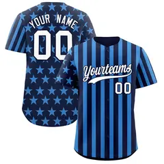 Navy Powder Blue American Flag Graffiti Baseball Jersey 1
