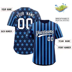 Navy Powder Blue American Flag Graffiti Baseball Jersey 2