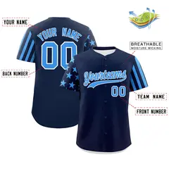 Navy Powder Blue American Flag Raglan Baseball Jersey 2