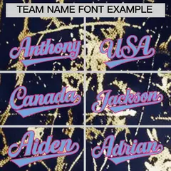 Navy Powder Blue Black & Gold Marble Print Baseball Jersey 4