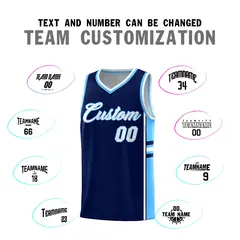 Navy Powder Blue Color Block Varsity Basketball Jersey 4