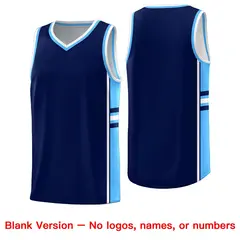 Navy Powder Blue Color Block Varsity Basketball Jersey 6