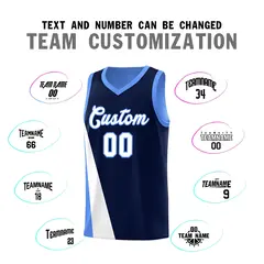 Navy Powder Blue Diagonal Two-Line Color Block Basketball Jersey 4