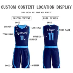 Navy Powder Blue Double Side Sets Basketball Jersey 3