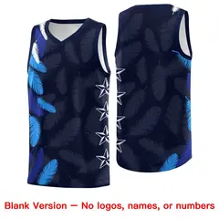 Navy Powder Blue Feather Series Graffiti Pattern Basketball Jersey 6