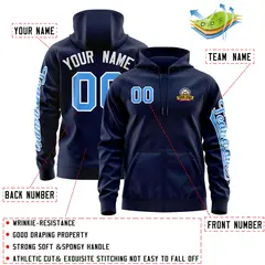 Navy Powder Blue Full-Zip Varsity Letterman Jacket Hoodie 4