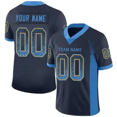 Navy Powder Blue-Gold Drift Mesh Football Jersey 1