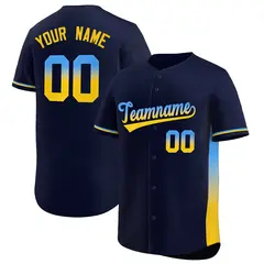 Navy Powder Blue-Gold Gradient Side Baseball Jersey 1